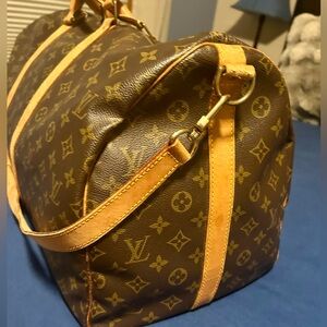 LV Louis Vuitton Monogram Keepall 55 cm Bandouliere Luggage Large Duffle Bag